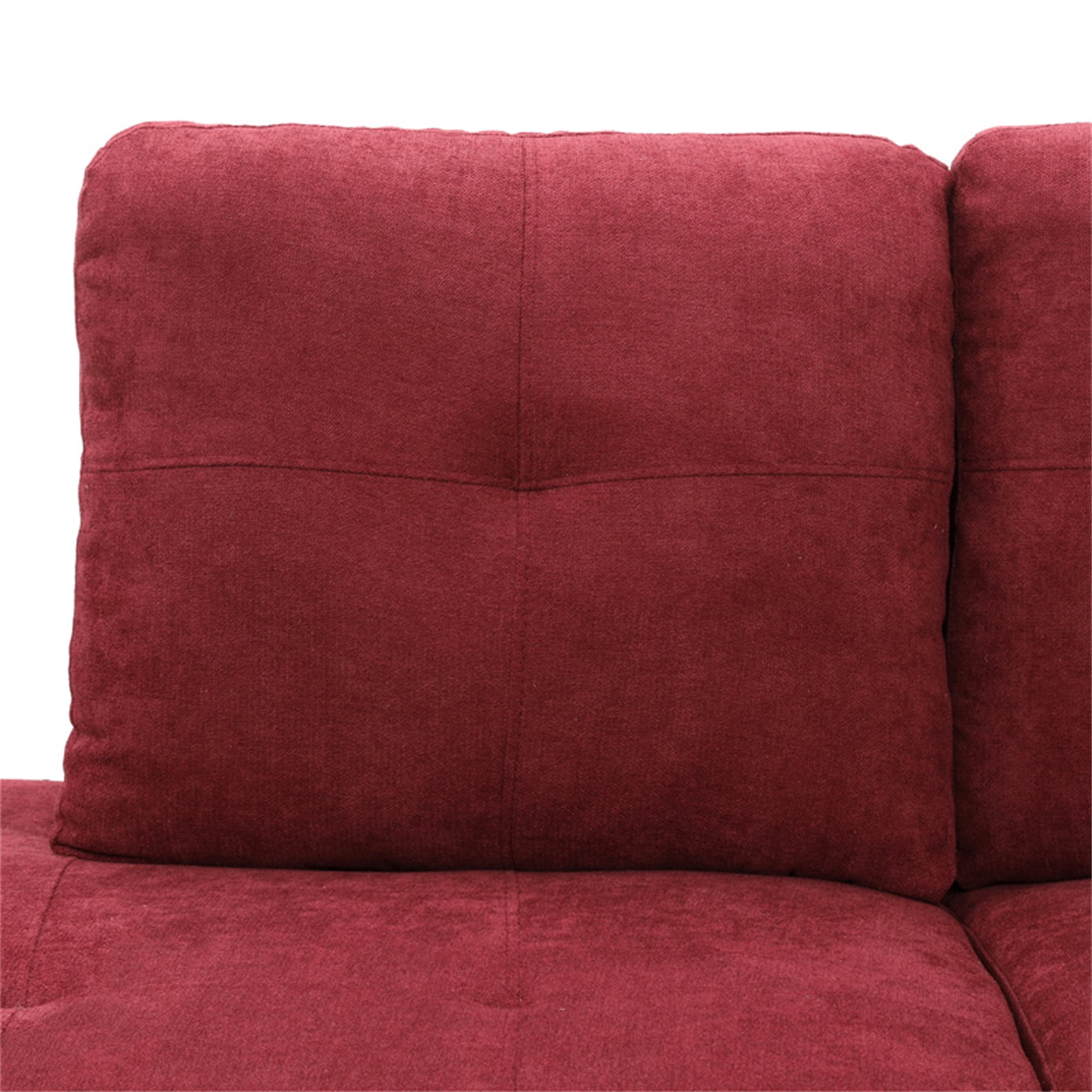 Aukfa Sectional Sofa, Living Room Couch with Storage Ottoman, Right Facing Chaise, Flannel, Red