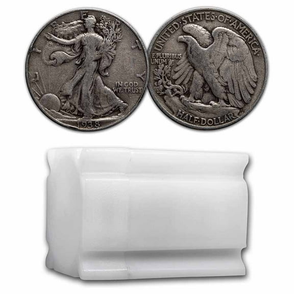 1938 Walking Liberty Halves 20-Coin Roll Avg Circ