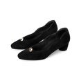thumbnail image 3 of BLISSFUL STEP Women's Mental Buckle Slip on Block Heels Pumps Black (Size 6), 3 of 8