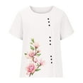 thumbnail image 4 of up to 60% off Gifts Usmixi Shirts for Women Vintage Floral Button Down Plus Size Cotton Linen Tee Tops Summer Trendy Flowers Print Short Sleeve Crewneck Ladies Blouses White s, 4 of 6