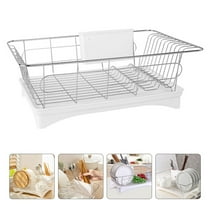 Omeite With water drainage household kitchen stainless steel dishes tableware drain storage rack white