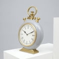 thumbnail image 4 of Expobazaar Table Clock | Grey & Gold Accent Aluminum Desk Clock | 10"x3"x14", 4 of 7