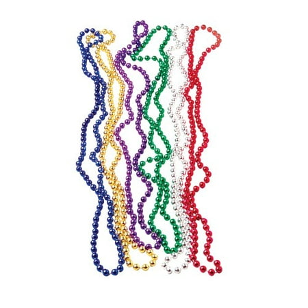 ASSORTED COLOR METALLIC 6MM BEAD NECKLACES, SOLD BY 28 DOZENS
