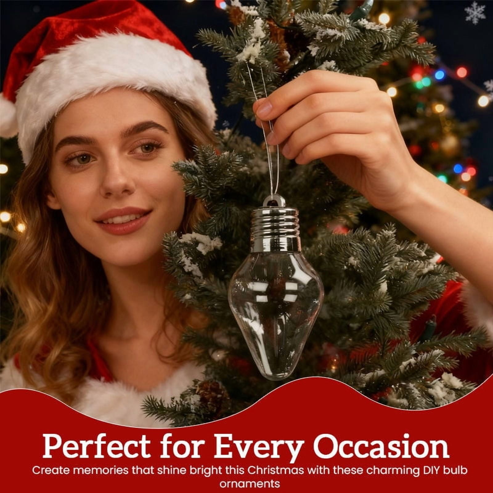 DAMAI DIY Plastic Light Bulb Decorations Christmas Clear Ornaments for Crafts, Fillable Jumbo Clear Plastic Hanging Ornament for Candy, Reusable Gift Container Crafts & Party Favors