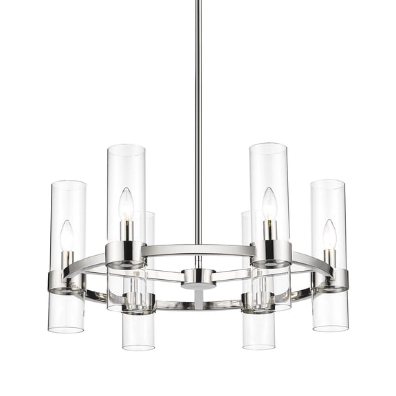 4008-6PN-Z-Lite-Datus - 6 Light Chandelier In Restoration Style-13 Inches Tall and 26 Inches Wide-Polished Nickel Finish