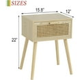 thumbnail image 2 of Bohemian Rattan Nightstand with Drawer - Solid Wood Legs - Natural Finish, 2 of 6
