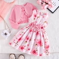 thumbnail image 4 of Tiijoy Girls Outfits Bow Floral Sleeveless Dress with Ruffle Cardigan Jacket, Sizes 2-8, 4 of 8