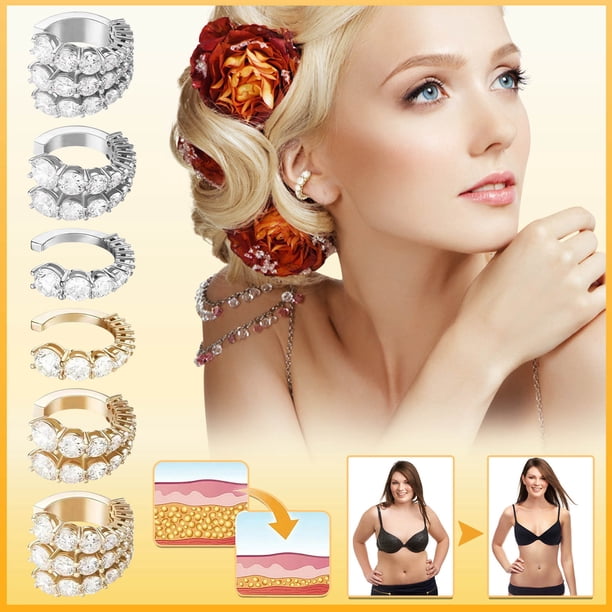 XWSHYW Productos para El Cuidado Del Cabello Pinza para El Pelo Sin Orificio para La Oreja, Aretes de Metal para Oreja, Clavos Multicapa con Incrustaciones de Diamantes En Forma de C, Aretes de Detum