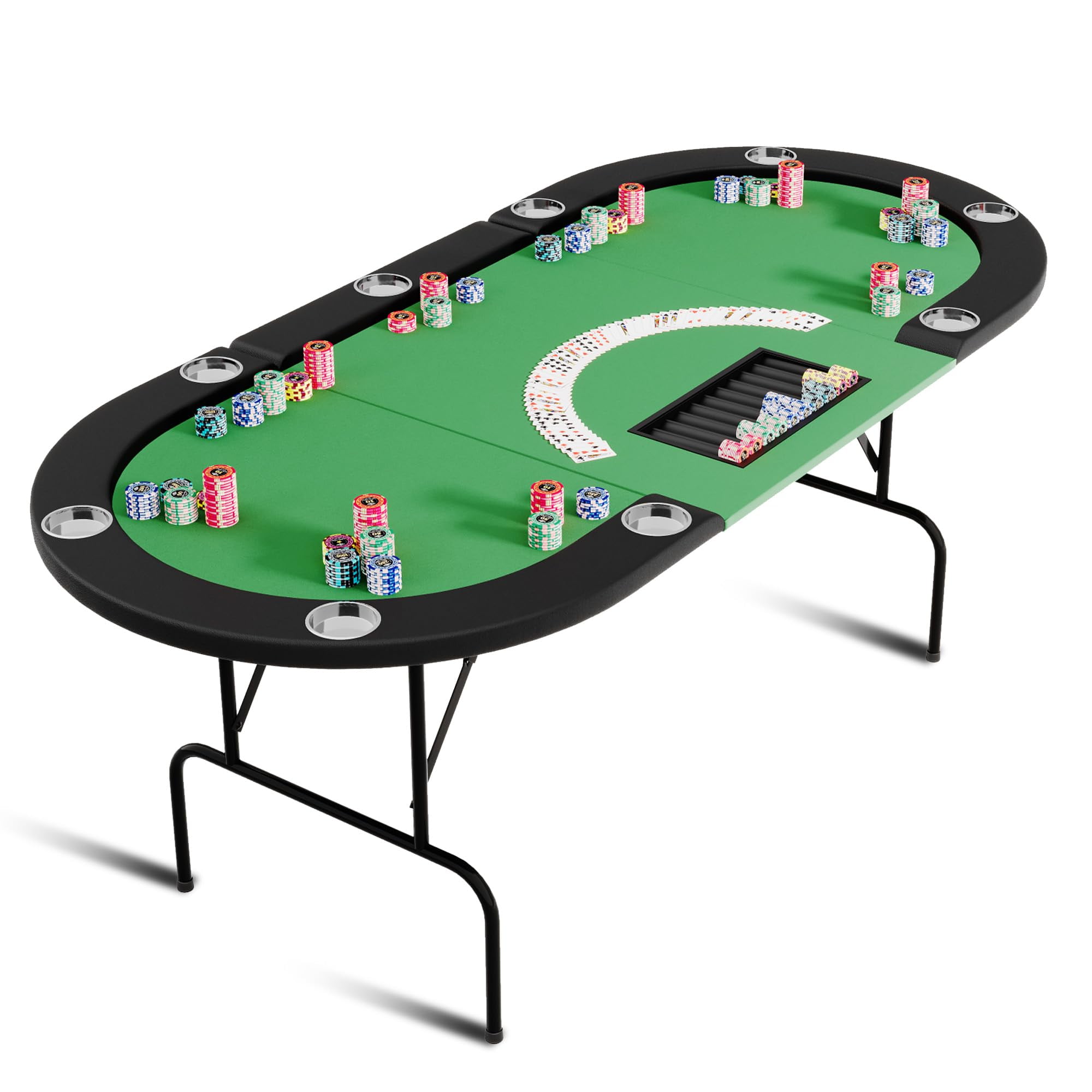 Tapis De Poker En Caoutchouc Pliable - 8 Joueurs - 40x80 Cm - Antidérapant Et Facile à Transporter