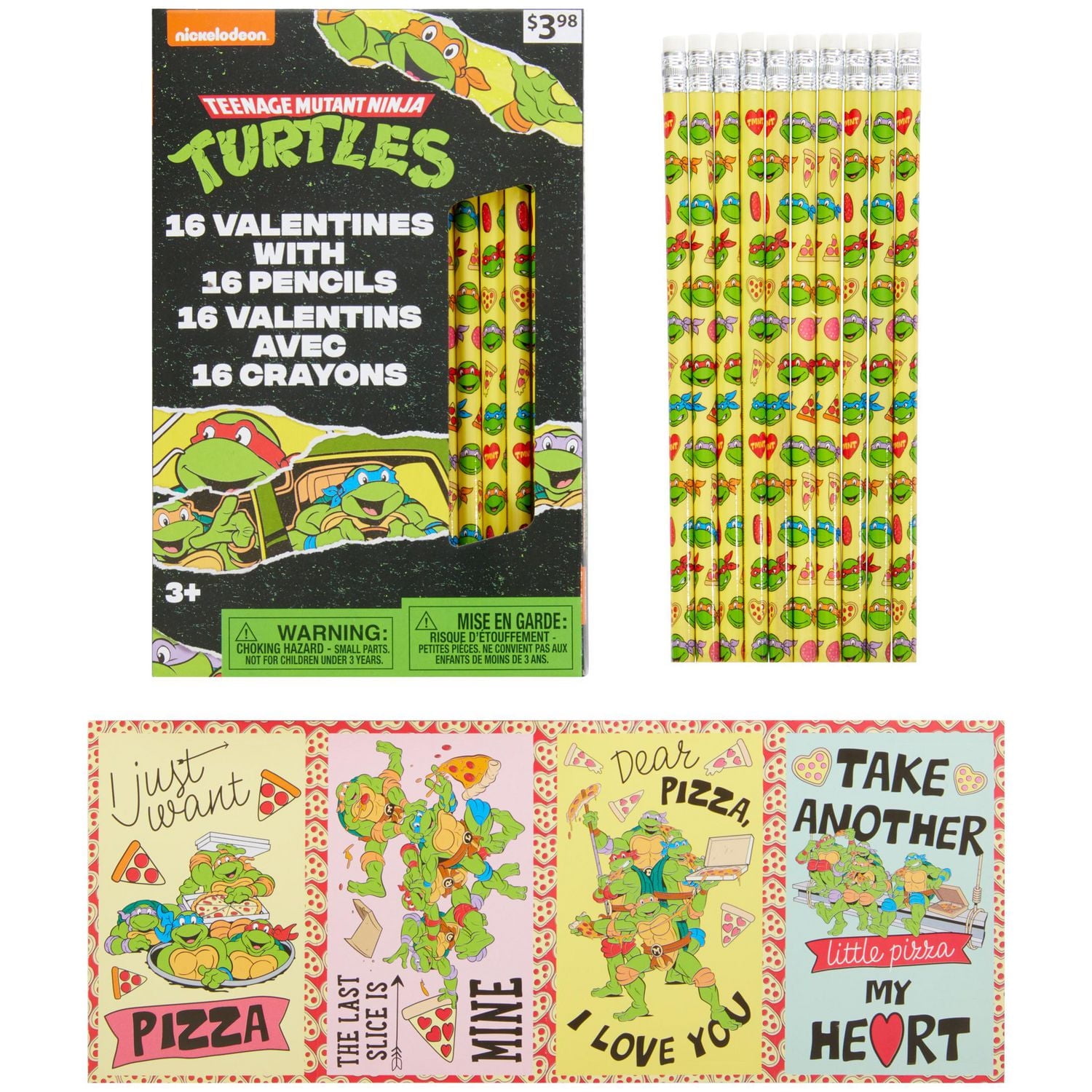 Teenage Mutant Ninja Turtles - Cartes de Saint-Valentin avec crayons,  Multi-couleurs, 16 Compte