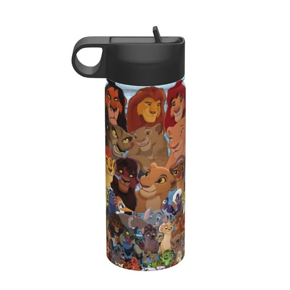 Lion Guard Insulated Water Bottle with Straw Lid, 18 oz Double Wall Vacuum Stainless Steel Kids Cup, Leak Proof Sports Thermos for Travel Fitness Hiking Outdoors