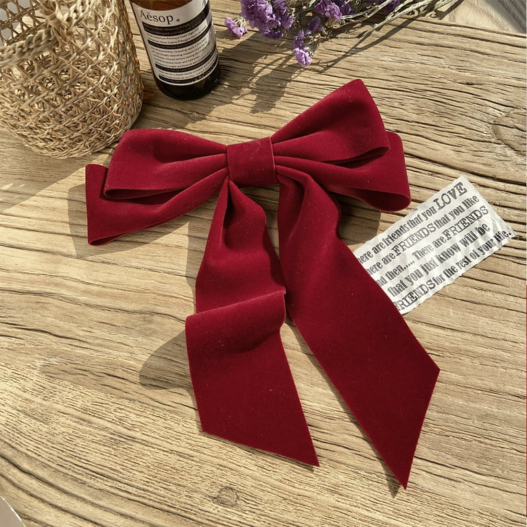 Red Velvet Ribbon Bow Hair Clip