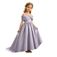 thumbnail image 3 of Fozruso Girls' Dresses Flower Girls Dress Off Shoulder Satin Evening Wedding Party Gown,9-10 Years, 3 of 7