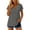 Gray, variant on Extra Long Short Sleeve T-Shirts for Women Light Blue V-Neck Button Placket Collar Shirt