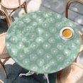 thumbnail image 2 of Green White Dandelion Round Tablecloth, Fitted Table Cover with Elastic for 55"-60" Round Tables, Farmhouse Botanical Blossom Table Cloth Outdoor Indoor Dinning Party Waterproof Tablecloths, 2 of 7