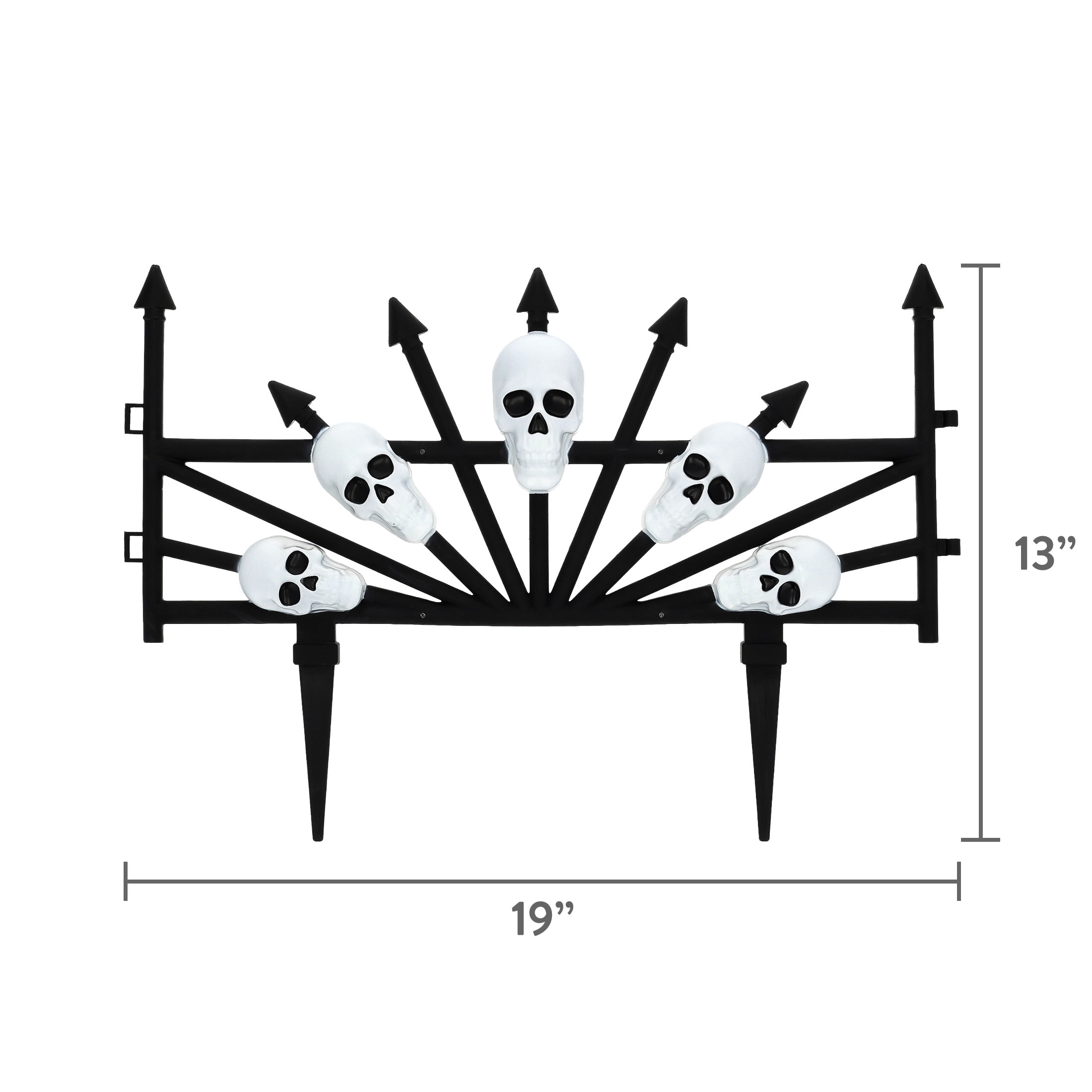 Plastic Skull Fence Yard Stake, Black and White, Halloween by Way To Celebrate
