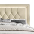 thumbnail image 5 of Home Design Gianna Twin Tufted Upholstered Platform Bed Frame with Button-Tufted Headboard and Bed Skirt, Beige, Easy Assembly, 5 of 7