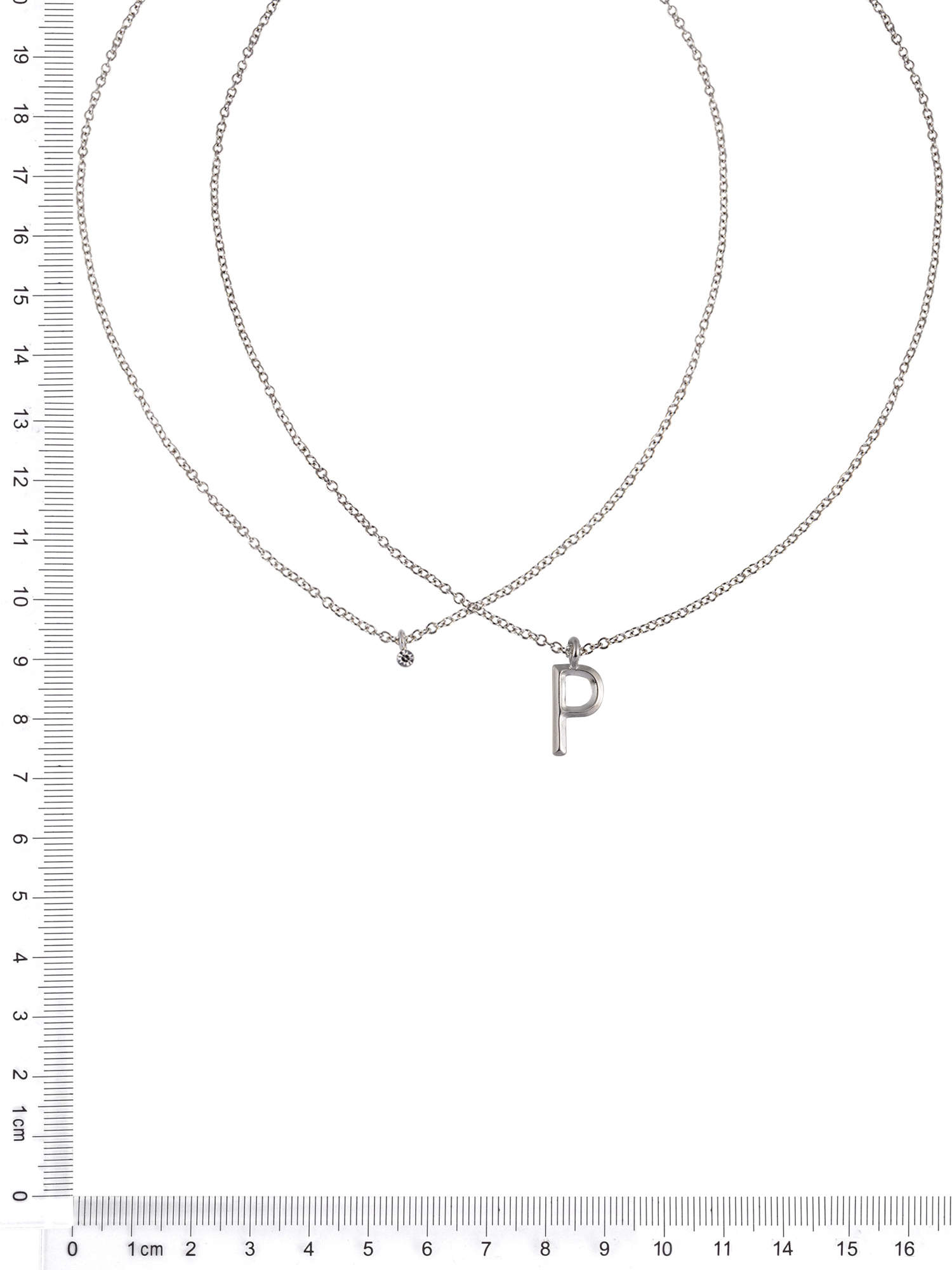 Time and Tru Silvertone Rolo Chain 2 Row Initial "P" Pendant Necklace