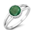 thumbnail image 2 of Mooneye 0.75 Cts Round Shape Emerald Solitaire 925 Sterling Silver Split Shank Women Wedding Rings, 2 of 3