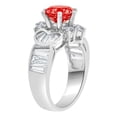 thumbnail image 2 of 14k Gold White Rhodium, Fancy Estate Cocktail Ring Created Round CZ Synthetic Jul Birthstones Size 06.5, 2 of 3