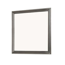 Benjara Wooden Frame Mirror with Mounting Hardware, Gray and Silver