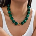 thumbnail image 3 of NICKSUN Vintage Dopamine Chunky Square Acrylic Bead Choker Necklace, Handmade Marbled Resin Statement Collar with Irregular Gold Metal Accent, Trendy Vacation Fashion Neck Jewelry, 3 of 7