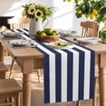 thumbnail image 3 of Burlap Table Runner 90 Inches Long,Navy Blue and White Stripe Non-Slip Kitchen Table Runners for Dining Room Everyday Use Party Table Decorations Modern Stripes Pattern, 3 of 9