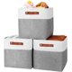 thumbnail image 1 of Set of 3 Fabric Storage Box, 28*28*28cm, Storage Cube with Handles, Foldable Storage Boxes for Children's Toys, Clothes, Books (White and Grey), 1 of 4