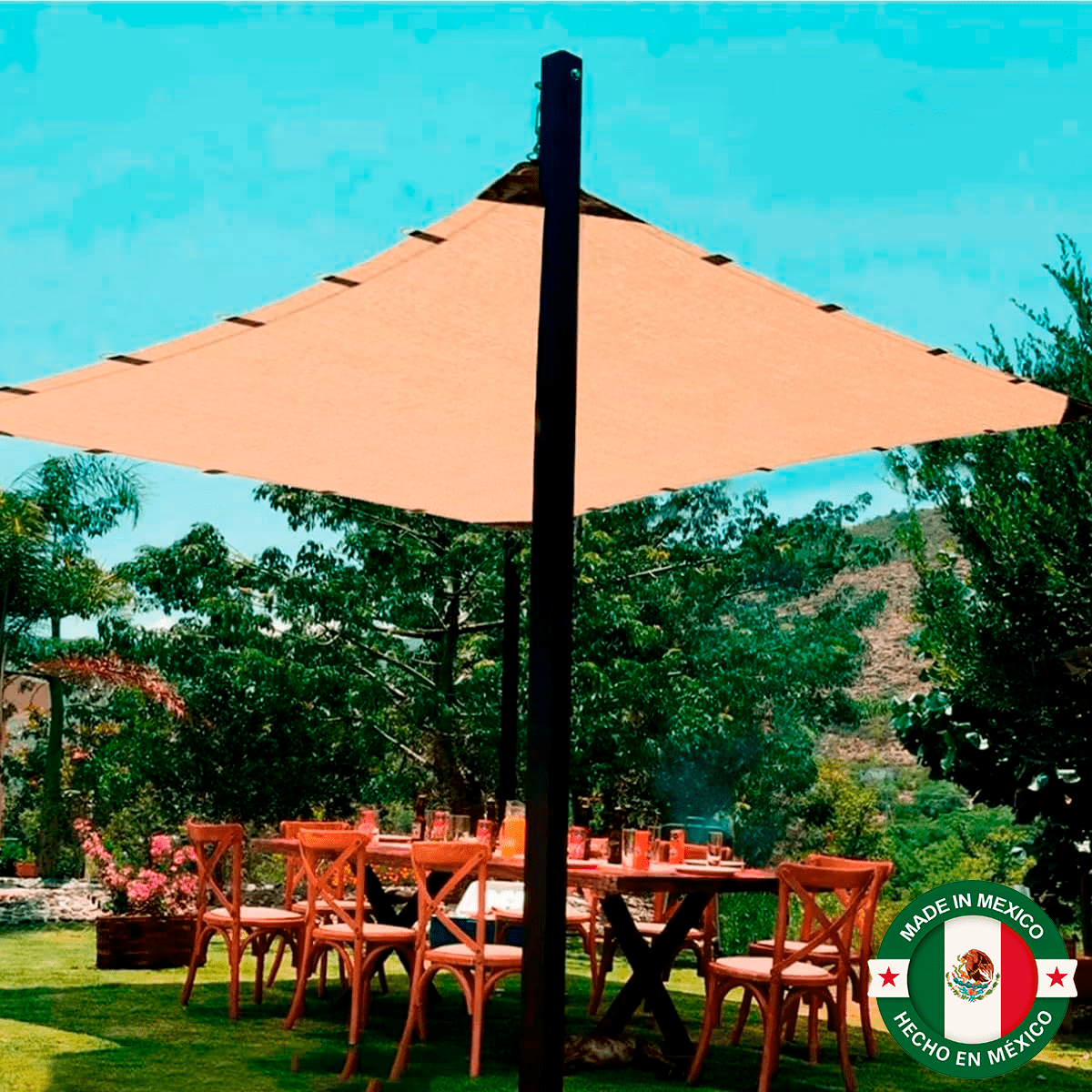 Hanlob Shade Mesh Raschel 90% Beige 12x12 Ft – Reinforced Polyethylene Net for Patio, Garden and Greenhouse