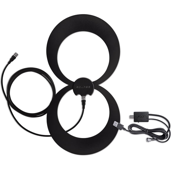 Antennas Direct ClearStream Eclipse 2 Amplified UHF Indoor TV Antenna, Reversible, 60+ Mile Range – w/ 12 ft. Cable, Jolt Switch Amplifier