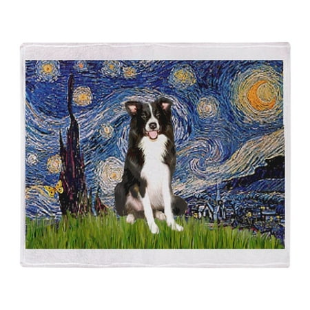 Collie Embroidered Fleece - CafePress - Starry Night Border Collie - Soft Fleece Throw Blanket, 50