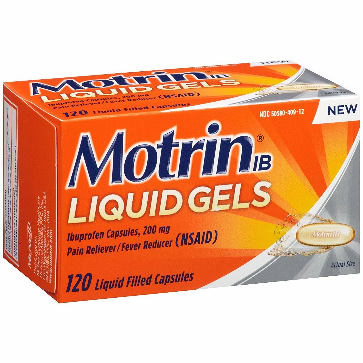 Motrin IB Pain Reliever/Fever Reducer Liquid Gels 120 ea (Pack of 4)