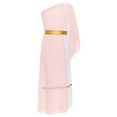 thumbnail image 3 of TiaoBug Girls Ancient Greek Toga One Shoulder Ruffles Maxi Dance Dress for Halloween Festival Show Pink 14, 3 of 7