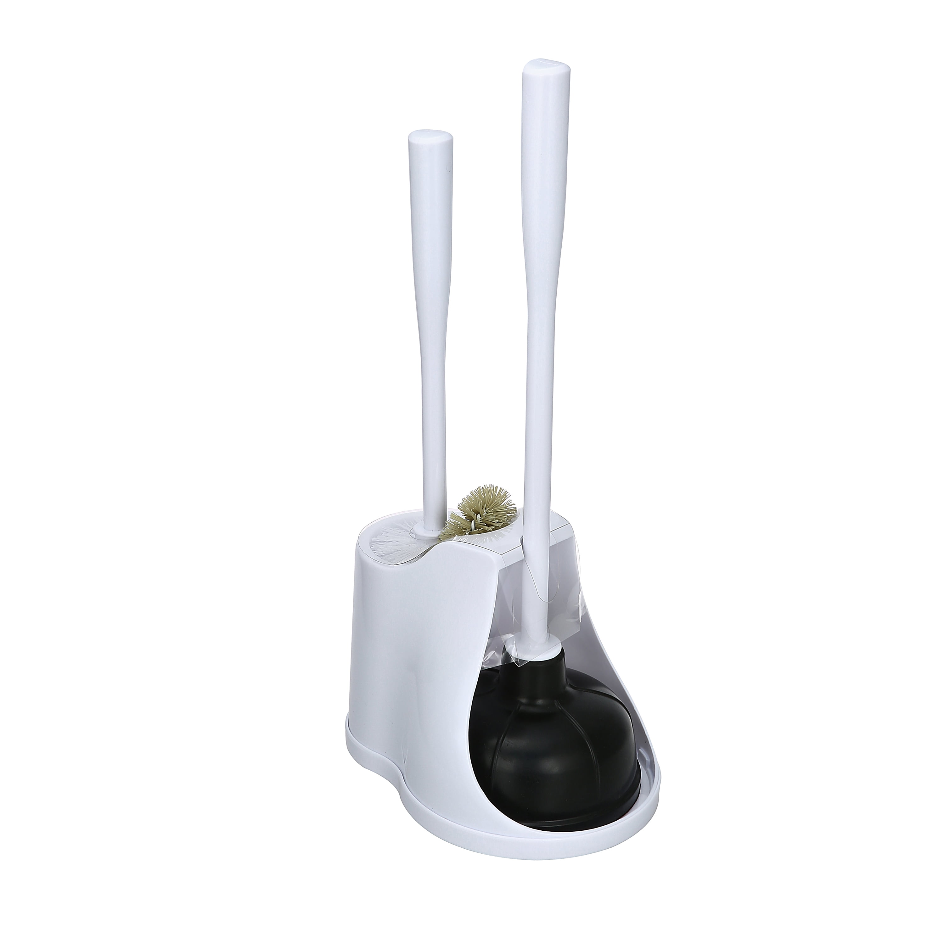 Mainstays 3-Piece Toilet Plunger and Brush Set with Storage Caddy