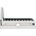 thumbnail image 2 of Twin Size Teddy Upholstered Platform Bed with Four Drawers Underneath,Twin Bed Frame with Curve-Shaped Headboard,White, 2 of 6