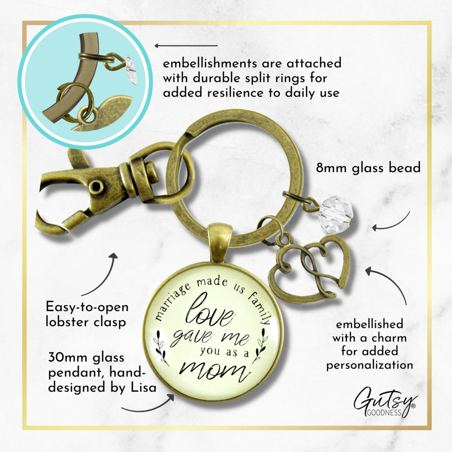 Mother In Law Gutsy Goodness Bronze Keychain Blended Family Step Mom Gift Marriage Made Us Family Adult Jewelry
