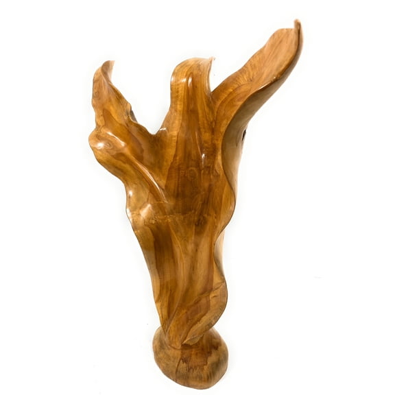 Elegant Carved Leaf on Stand 20" X 17" X 5" Teak Root - Centerpiece | #cin19c