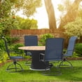 thumbnail image 4 of JMGJOY Patio Swivel Chair Set of 4, Outdoor High Back Textilene Rocking Chairs – 360° Rotating & 15° Reclining, All-Weather Metal Frame for Garden, Deck, Poolside (Blue, 4-Price), 4 of 7