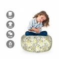 thumbnail image 2 of Floral Storage Toy Bag Chair, Repetitive Vivid Spring Blossoms Art on Plain Backdrop Illustration, Stuffed Animal Organizer Washable Bag, Small Size, Pastel Yellow Dimgray, by Ambesonne, 2 of 3