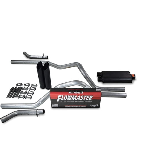 Truck Exhaust Kits - Shop Line Dual Exhaust Sytem 2.5 inch Aluminized Pipe Flowmaster 50 Series Muffler With Corner Exit Adapters