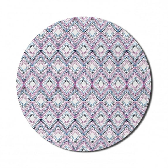 Paisley Mouse Pad for Computers, Abstract Tribal Seamless Design with Ornamental Elements with Geometric Details, Round Non-Slip Thick Rubber Modern Mousepad, 8" Round, Multicolor, by Ambesonne