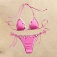 thumbnail image 2 of Staron Women's Bikini Swimsuit High Waist Triangle Top Two Piece Bathing Suit Beach Vacation Pool Party, Hot Pink S, 2 of 6