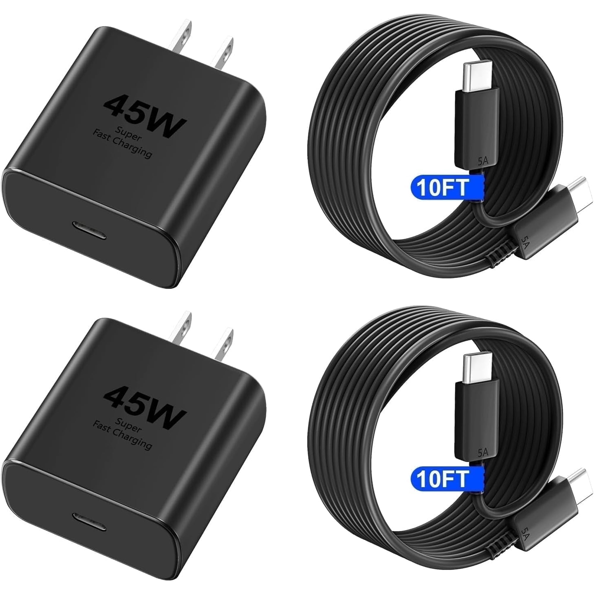 45W Super Fast Charger Type C, 2Pack USB C Android Phone Charger Fast Charging Cord with 10ft Cable Compatible with Samsung Galaxy S25 Ultra/S25/S24/S23 Ultra/S22 Ultra