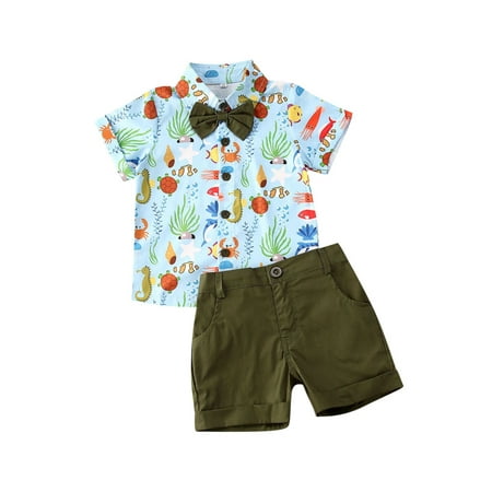 

Toddler Kids Baby Boy Summer Floral Shirt Blouse Top + Bermuda Shorts 2Pcs Outfit Sets