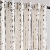 Alishomtll Boho Farmhouse Curtains Linen Light Filtering Black Geometric Striped Window Drapes ,52"x84", 2 Panels