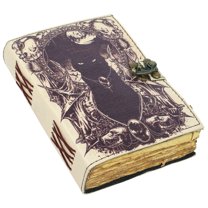 Cat Printed Vintage Leather Journal for Men & Women 200 Pages of Antique Handmade Deckle Edge Vintage Paper, Leather Sketchbook, Drawing Journal, Printed Leather Journal, Great Gifts