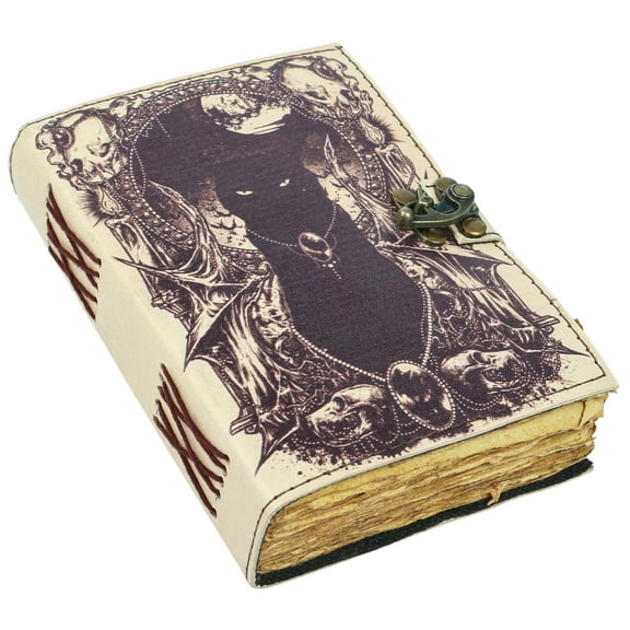 Cat Printed Vintage Leather Journal for Men & Women 200 Pages of Antique Handmade Deckle Edge Vintage Paper, Leather Sketchbook, Drawing Journal, Printed Leather Journal, Great Gifts