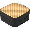 thumbnail image 3 of GZHJMY Orange Plaid Small Jewelry Box, Portable Leather Travel Jewelry Storage Case for Rings Earrings Necklace Bracelets, 3 of 7