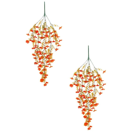 Noothes Fall Decor, 31'' Artificial Hanging Flowers with 5 Stems & Detachable Leaves, Durable Autumn Decorations for Home Outdoor Indoor Garden Porch Party (Orange)