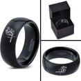 thumbnail image 4 of Tungsten Armor Shield Sword Knight Band Ring 8mm Men Women Comfort Fit Black Dome Polished, 4 of 4